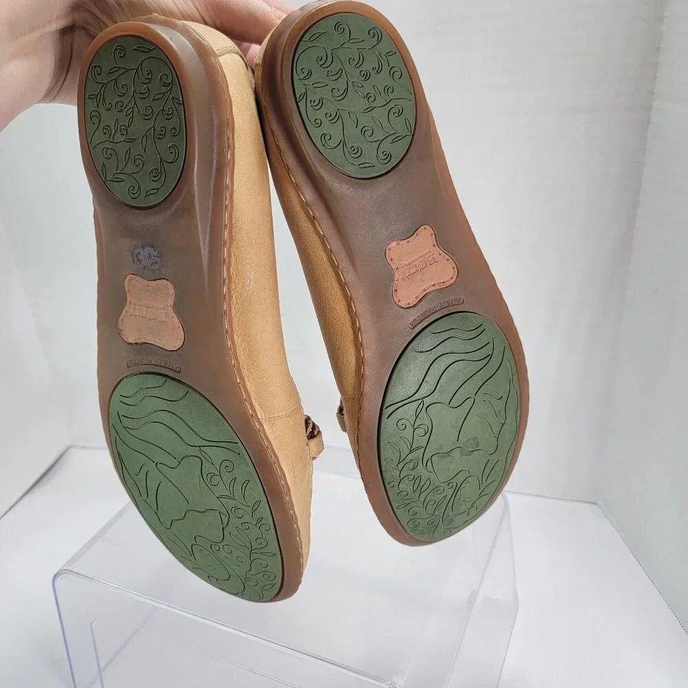 Born Womens Beige Leather Bamboo Bit Loafers Size 9 Coastal Grandma Driving Shoe